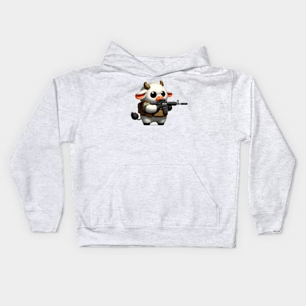 Fluffy Cow Kids Hoodie by Rawlifegraphic